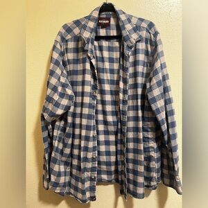 Alesbury Men’s Blue / Oatmeal Check Button Down Flannel Shirt Size 2XL Tall